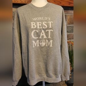 Gildan Gray World's Best Cat Mom Sweatshirt